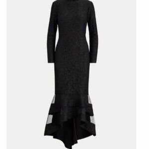 Ralph lauren Tulle-Panel Lace Gown
